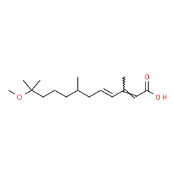 ChemSpider 2D Image | 11-METHOXY-3,7,11-TRIMETHYLDODECA-2,4-DIENOIC ACID | C16H28O3