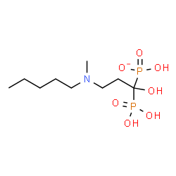 ChemSpider 2D Image | Hydrogen {1-hydroxy-3-[methyl(pentyl)amino]-1-phosphonopropyl}phosphonate | C9H22NO7P2