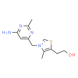 ChemSpider 2D Image | 3-[(6-Amino-2-methyl-4-pyrimidinyl)methyl]-5-(2-hydroxyethyl)-4-methyl-1,3-thiazol-3-ium | C12H17N4OS