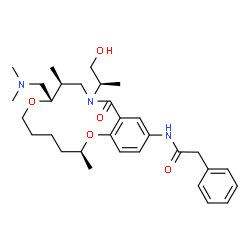 ChemSpider 2D Image | N-[(3S,9S,10S)-9-[(dimethylamino)methyl]-12-[(2R)-1-hydroxypropan-2-yl]-3,10-dimethyl-13-oxo-2,8-dioxa-12-azabicyclo[12.4.0]octadeca-1(14),15,17-trien-16-yl]-2-phenylacetamide | C31H45N3O5
