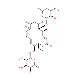 ChemSpider 2D Image | [(2R,3R,4E,6Z,9R,11S,12S,13S,14E)-2-Ethyl-9,11,13-trimethyl-8,16-dioxo-12-{[3,4,6-trideoxy-3-(dimethylamino)-beta-D-xylo-hexopyranosyl]oxy}oxacyclohexadeca-4,6,14-trien-3-yl]methyl 6-deoxy-2-O-methyl-
beta-D-allopyranoside | C36H59NO11