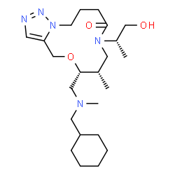 ChemSpider 2D Image | (8S,9R)-9-[[cyclohexylmethyl(methyl)amino]methyl]-6-[(2S)-1-hydroxypropan-2-yl]-8-methyl-10-oxa-1,6,14,15-tetrazabicyclo[10.3.0]pentadeca-12,14-dien-5-one | C23H41N5O3