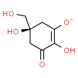 ChemSpider 2D Image | (5S)-2,5-Dihydroxy-5-(hydroxymethyl)-3-oxo-1-cyclohexen-1-olate | C7H9O5