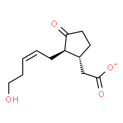 ChemSpider 2D Image | {(1R,2R)-2-[(2Z)-5-Hydroxy-2-penten-1-yl]-3-oxocyclopentyl}acetate | C12H17O4