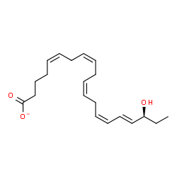 ChemSpider 2D Image | (5Z,8Z,11Z,14Z,16E,18S)-18-Hydroxy-5,8,11,14,16-icosapentaenoate | C20H29O3