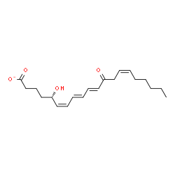 ChemSpider 2D Image | (5S,6Z,8E,10E,14Z)-5-Hydroxy-12-oxo-6,8,10,14-icosatetraenoate | C20H29O4