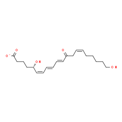 ChemSpider 2D Image | (5S,6Z,8E,10E,14Z)-5,20-Dihydroxy-12-oxo-6,8,10,14-icosatetraenoate | C20H29O5