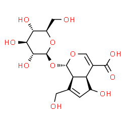 ChemSpider 2D Image | (1S,4aS,5R,7aS)-1-(beta-D-Glucopyranosyloxy)-5-hydroxy-7-(hydroxymethyl)-1,4a,5,7a-tetrahydrocyclopenta[c]pyran-4-carboxylic acid | C16H22O11