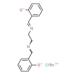 ChemSpider 2D Image | Manganese(3+) chloride 2,2'-{1,2-ethanediylbis[nitrilo(E)methylylidene]}diphenolate (1:1:1) | C16H14ClMnN2O2