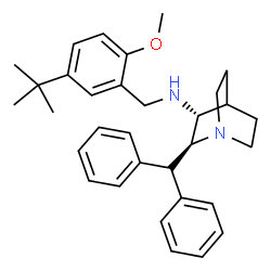 ChemSpider 2D Image | (2S,3R)-2-(Diphenylmethyl)-N-[2-methoxy-5-(2-methyl-2-propanyl)benzyl]quinuclidin-3-amine | C32H40N2O