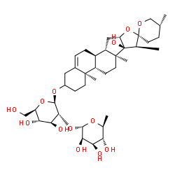 ChemSpider 2D Image | (25R)-17-Hydroxyspirost-5-en-3-yl 2-O-(6-deoxy-alpha-L-mannopyranosyl)-beta-D-glucopyranoside | C39H62O13