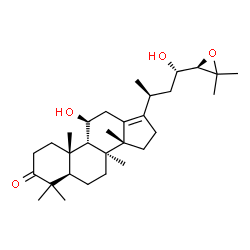ChemSpider 2D Image | (8alpha,9beta,11beta,14beta,20S,23S,24R)-11,23-Dihydroxy-24,25-epoxydammar-13(17)-en-3-one | C30H48O4