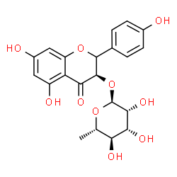 ChemSpider 2D Image | (3R)-5,7-Dihydroxy-2-(4-hydroxyphenyl)-4-oxo-3,4-dihydro-2H-chromen-3-yl 6-deoxy-alpha-L-mannopyranoside | C21H22O10