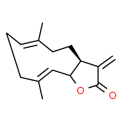 ChemSpider 2D Image | (3aS,6E,10E)-6,10-Dimethyl-3-methylene-3a,4,5,8,9,11a-hexahydrocyclodeca[b]furan-2(3H)-one | C15H20O2