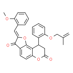ChemSpider 2D Image | (2Z)-2-(2-Methoxybenzylidene)-9-{2-[(2-methyl-2-propen-1-yl)oxy]phenyl}-8,9-dihydro-7H-furo[2,3-f]chromene-3,7(2H)-dione | C29H24O6