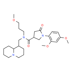 ChemSpider 2D Image | (3S)-1-(2,4-Dimethoxyphenyl)-N-(3-methoxypropyl)-N-(octahydro-2H-quinolizin-1-ylmethyl)-5-oxo-3-pyrrolidinecarboxamide | C27H41N3O5