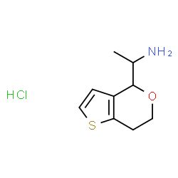 ChemSpider 2D Image | 1-{4H,6H,7H-thieno[3,2-c]pyran-4-yl}ethan-1-amine hydrochloride | C9H14ClNOS