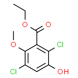 ChemSpider 2D Image | Ethyl 2,5-dichloro-3-hydroxy-6-methoxybenzoate | C10H10Cl2O4