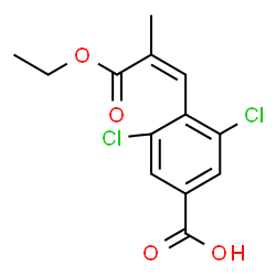 ChemSpider 2D Image | 3,5-Dichloro-4-[(1Z)-3-ethoxy-2-methyl-3-oxo-1-propen-1-yl]benzoic acid | C13H12Cl2O4