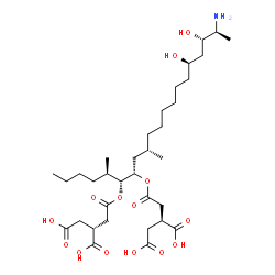 ChemSpider 2D Image | (2R,2'S)-2,2'-{[(5R,6R,7S,9S,16R,18S,19S)-19-Amino-16,18-dihydroxy-5,9-dimethyl-6,7-icosanediyl]bis[oxy(2-oxo-2,1-ethanediyl)]}disuccinic acid | C34H59NO14