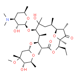 ChemSpider 2D Image | (1R,2R,5R,6S,7S,8R,11R,12S,13S)-8-{[(2S,3R,4S,6R)-4-(Dimethylamino)-3-hydroxy-6-methyltetrahydro-2H-pyran-2-yl]oxy}-2-ethyl-9-hydroxy-6-{[(2R,4R,5S,6S)-5-hydroxy-4-methoxy-4,6-dimethyltetrahydro-2H-py
ran-2-yl]oxy}-1,5,7,9,11,13-hexamethyl-3,15-dioxabicyclo[10.2.1]pentadecane-4,14-dione (non-preferred name) | C37H65NO12