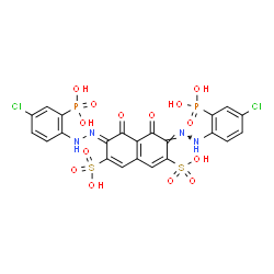 ChemSpider 2D Image | (3Z,6Z)-3,6-Bis[(4-chloro-2-phosphonophenyl)hydrazono]-4,5-dioxo-3,4,5,6-tetrahydro-2,7-naphthalenedisulfonic acid | C22H16Cl2N4O14P2S2