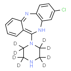 ChemSpider 2D Image | 8-Chloro-11-[(2,2,3,3,5,5,6,6-~2~H_8_)-1-piperazinyl]-10H-dibenzo[b,e][1,4]diazepine | C17H9D8ClN4