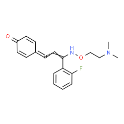 ChemSpider 2D Image | 4-[(2E)-3-{[2-(Dimethylamino)ethoxy]amino}-3-(2-fluorophenyl)-2-propen-1-ylidene]-2,5-cyclohexadien-1-one | C19H21FN2O2