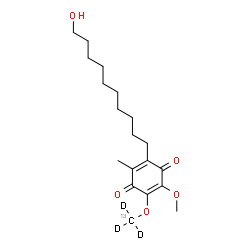ChemSpider 2D Image | 2-(10-Hydroxydecyl)-6-methoxy-3-methyl-5-[(~13~C,~2~H_3_)methyloxy]-1,4-benzoquinone | C1813CH27D3O5
