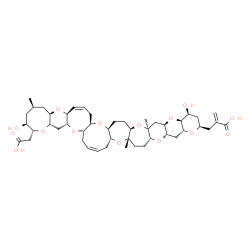 ChemSpider 2D Image | 2-{[(2R,4S,5R,6aS,7aR,8aS,10Z,12aR,13aS,15aR,16aS,17aR,19R,21S,21aS,22aR,23aS,24aR,26aS,27aR,29Z,30aS,31aR)-5-(Carboxymethyl)-4,21-dihydroxy-2,13a,23a-trimethyl-1,2,3,4,5,6a,7,7a,8a,9,12,12a,13a,14,15
,15a,16a,17,17a,19,20,21,21a,22a,23,23a,24a,25,26,26a,27a,28,30a,31a-tetratriacontahydrooxocino[2'',3'':5',6']pyrano[2',3':7,8]oxocino[3,2-b]pyrano[2'''',3'''':5''',6''']pyrano[2''',3''':5'',6'']pyran
o[2'',3'':6',7']oxepino[2',3':6,7]oxepino[2,3-h]oxonin-19-yl]methyl}acrylic acid | C47H68O15