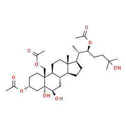 ChemSpider 2D Image | (3alpha,5alpha,6beta,22S)-5,6,25-Trihydroxycholestane-3,19,22-triyl triacetate | C33H54O9