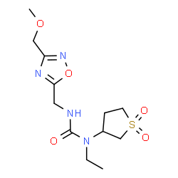 ChemSpider 2D Image | 1-(1,1-Dioxidotetrahydro-3-thiophenyl)-1-ethyl-3-{[3-(methoxymethyl)-1,2,4-oxadiazol-5-yl]methyl}urea | C12H20N4O5S