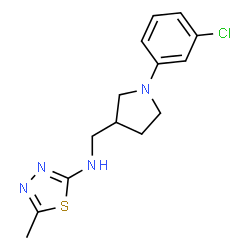 ChemSpider 2D Image | N-{[1-(3-Chlorophenyl)-3-pyrrolidinyl]methyl}-5-methyl-1,3,4-thiadiazol-2-amine | C14H17ClN4S