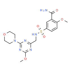 ChemSpider 2D Image | 2-Methoxy-5-({[4-methoxy-6-(4-morpholinyl)-1,3,5-triazin-2-yl]methyl}sulfamoyl)benzamide | C17H22N6O6S
