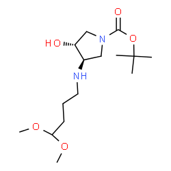 ChemSpider 2D Image | 2-Methyl-2-propanyl (3R,4R)-3-[(4,4-dimethoxybutyl)amino]-4-hydroxy-1-pyrrolidinecarboxylate | C15H30N2O5