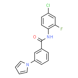 ChemSpider 2D Image | N-(4-Chloro-2-fluorophenyl)-3-(1H-pyrrol-1-yl)benzamide | C17H12ClFN2O