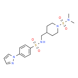 ChemSpider 2D Image | N,N-Dimethyl-4-[({[4-(1H-pyrazol-1-yl)phenyl]sulfonyl}amino)methyl]-1-piperidinesulfonamide | C17H25N5O4S2