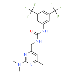 ChemSpider 2D Image | 1-[3,5-Bis(trifluoromethyl)phenyl]-3-{[2-(dimethylamino)-6-methyl-4-pyrimidinyl]methyl}urea | C17H17F6N5O