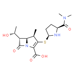 ChemSpider 2D Image | (4R,5S,6S)-3-{[(2S,5S)-5-(Dimethylcarbamoyl)-2-pyrrolidinyl]sulfanyl}-6-[(1R)-1-hydroxyethyl]-4-methyl-7-oxo-1-azabicyclo[3.2.0]hept-2-ene-2-carboxylic acid | C17H25N3O5S