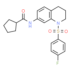 ChemSpider 2D Image | N-{1-[(4-Fluorophenyl)sulfonyl]-1,2,3,4-tetrahydro-7-quinolinyl}cyclopentanecarboxamide | C21H23FN2O3S