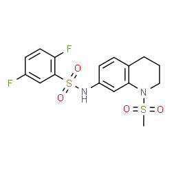 ChemSpider 2D Image | 2,5-Difluoro-N-[1-(methylsulfonyl)-1,2,3,4-tetrahydro-7-quinolinyl]benzenesulfonamide | C16H16F2N2O4S2