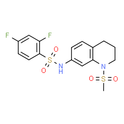 ChemSpider 2D Image | 2,4-Difluoro-N-[1-(methylsulfonyl)-1,2,3,4-tetrahydro-7-quinolinyl]benzenesulfonamide | C16H16F2N2O4S2