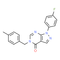 ChemSpider 2D Image | 1-(4-Fluorophenyl)-5-(4-methylbenzyl)-1,5-dihydro-4H-pyrazolo[3,4-d]pyrimidin-4-one | C19H15FN4O