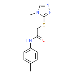 ChemSpider 2D Image | N-(4-Methylphenyl)-2-[(4-methyl-4H-1,2,4-triazol-3-yl)sulfanyl]acetamide | C12H14N4OS