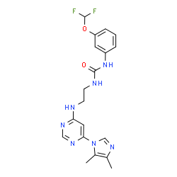 ChemSpider 2D Image | 1-[3-(Difluoromethoxy)phenyl]-3-(2-{[6-(4,5-dimethyl-1H-imidazol-1-yl)-4-pyrimidinyl]amino}ethyl)urea | C19H21F2N7O2