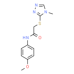 ChemSpider 2D Image | N-(4-Methoxyphenyl)-2-[(4-methyl-4H-1,2,4-triazol-3-yl)sulfanyl]acetamide | C12H14N4O2S