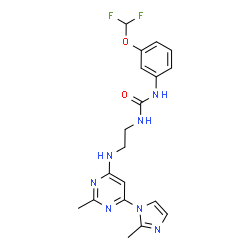 ChemSpider 2D Image | 1-[3-(Difluoromethoxy)phenyl]-3-(2-{[2-methyl-6-(2-methyl-1H-imidazol-1-yl)-4-pyrimidinyl]amino}ethyl)urea | C19H21F2N7O2