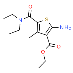 ChemSpider 2D Image | Ethyl 2-amino-5-(diethylcarbamoyl)-4-methyl-3-thiophenecarboxylate | C13H20N2O3S