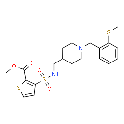ChemSpider 2D Image | Methyl 3-[({1-[2-(methylsulfanyl)benzyl]-4-piperidinyl}methyl)sulfamoyl]-2-thiophenecarboxylate | C20H26N2O4S3