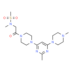 ChemSpider 2D Image | N-Methyl-N-(2-{4-[2-methyl-6-(4-methyl-1-piperazinyl)-4-pyrimidinyl]-1-piperazinyl}-2-oxoethyl)methanesulfonamide | C18H31N7O3S